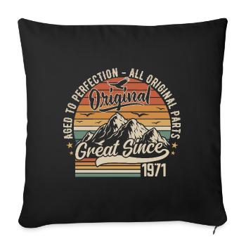 Vintage Born in 1971 | 54th Anniversary Gift 1971 - Sofa pillowcase 17,3'' x 17,3'' (45 x 45 cm) - black - Front