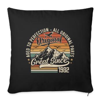 Vintage Born in 1982 | 43rd Anniversary Gift 1982 - Sofa pillowcase 17,3'' x 17,3'' (45 x 45 cm) - black - Front