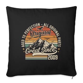 Vintage Born in 2009 | 16th Anniversary Gift 2009 - Sofa pillowcase 17,3'' x 17,3'' (45 x 45 cm) - black - Front