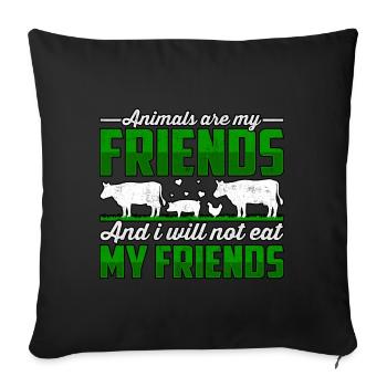 Les animaux sont mes amis je ne mangerai pas mes amis - Housse de coussin décorative 45 x 45 cm - noir - Devant