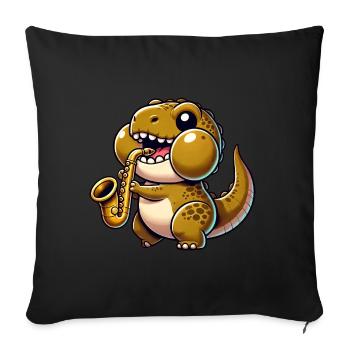 Dino T-Rex Saxophone Saxophonist Musician Jazz - Sofa pillowcase 17,3'' x 17,3'' (45 x 45 cm) - black - Front