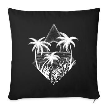 Palmiers et soleil - Housse de coussin décorative 45 x 45 cm - noir - Devant