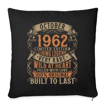 Octobre 1962 Cadeau d’anniversaire de naissance - Housse de coussin décorative 45 x 45 cm - noir - Devant