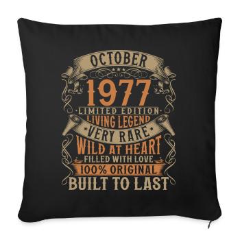 Octobre 1977 Cadeau d’anniversaire de naissance - Housse de coussin décorative 45 x 45 cm - noir - Devant