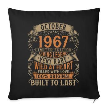 Octobre 1967 Cadeau d’anniversaire de naissance - Housse de coussin décorative 45 x 45 cm - noir - Devant