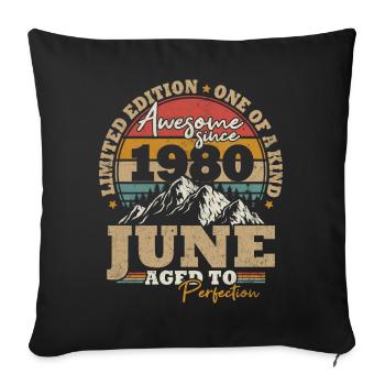 June 1980 Vintage Birthday Gift 43 Years - Sofa pillowcase 17,3'' x 17,3'' (45 x 45 cm) - black - Front