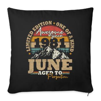 June 1981 Vintage Birthday Gift 42 Years - Sofa pillowcase 17,3'' x 17,3'' (45 x 45 cm) - black - Front