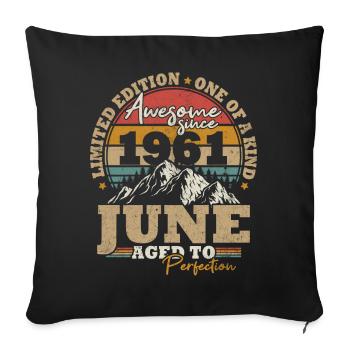 June 1961 Vintage Birthday Gift 62 Years - Sofa pillowcase 17,3'' x 17,3'' (45 x 45 cm) - black - Front