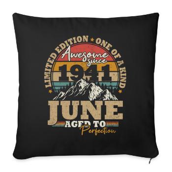 June 1941 Vintage Birthday Gift 82 Years - Sofa pillowcase 17,3'' x 17,3'' (45 x 45 cm) - black - Front