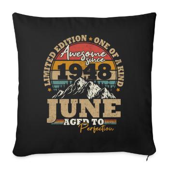 Juin 1948 Vintage Cadeau D’anniversaire 75 ans - Housse de coussin décorative 45 x 45 cm - noir - Devant