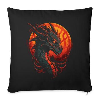 Créature mythologique du dragon de feu - Housse de coussin décorative 45 x 45 cm - noir - Devant