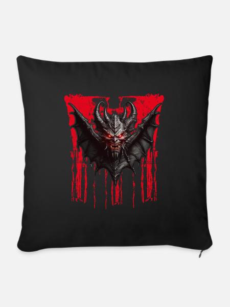 Teuflische Fledermaus Teufel - Sofakissenbezug 45 x 45 cm - Schwarz