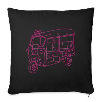 Tuktuk ou autorickshaw - Housse de coussin décorative 45 x 45 cm - noir - Devant