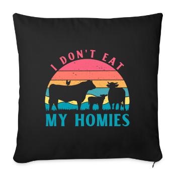 Je ne mange pas mes Hommies Vegan - Housse de coussin décorative 45 x 45 cm - noir - Devant