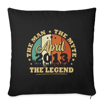 Avril 2013, 10 Ans Anniversaire garçons et filles - Housse de coussin décorative 45 x 45 cm - noir - Devant