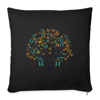 Butterfly Tree Colorful Butterflies Flies - Sofa pillowcase 17,3'' x 17,3'' (45 x 45 cm) - black - Front