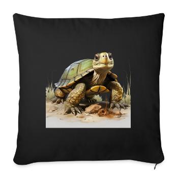 Les tortues sont des animaux de compagnie populaires - Housse de coussin décorative 45 x 45 cm - noir - Devant