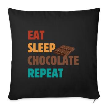 Mangez Sleep Chocolate Repeat - Dicton au chocolat - Housse de coussin décorative 45 x 45 cm - noir - Devant