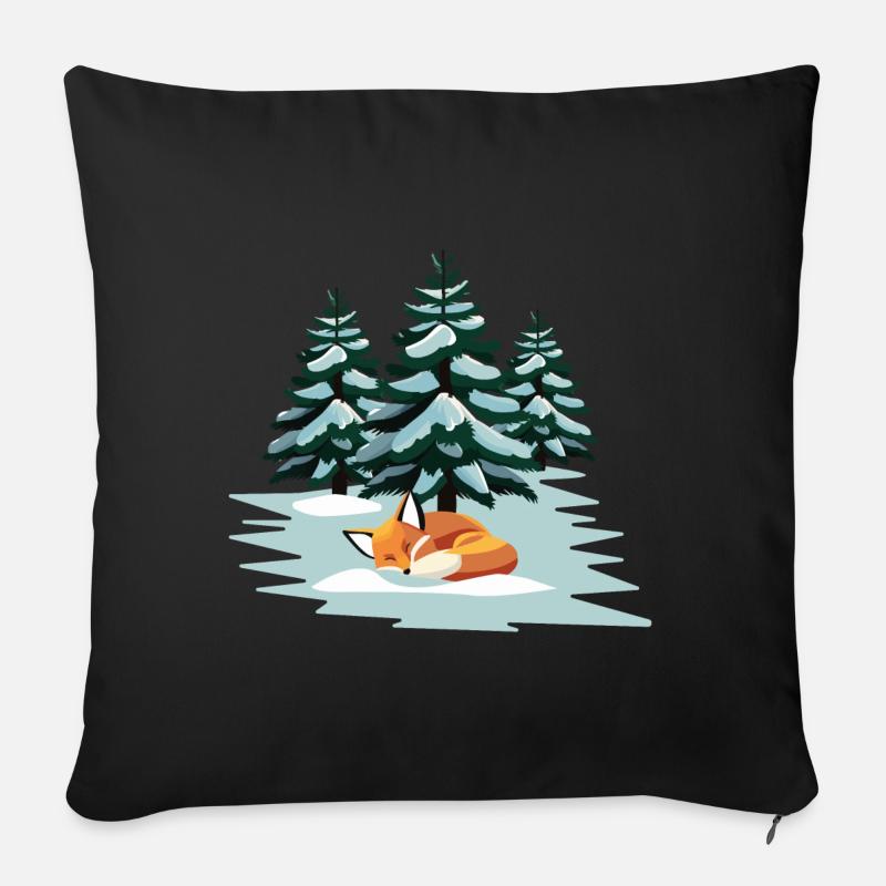 Fuchs schlafend - Sofakissenbezug 45 x 45 cm - Schwarz