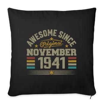 November 1941 Birthday Gift | November 1941 - Sofa pillowcase 17,3'' x 17,3'' (45 x 45 cm) - black - Front