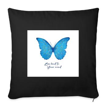Blue Butterfly Be Kind to the Ghost - Sofa pillowcase 17,3'' x 17,3'' (45 x 45 cm) - black - Front