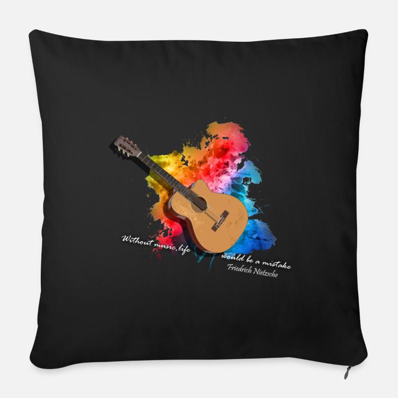 gitarre akustik gitarre mit farben Geschenk - Sofakissenbezug 45 x 45 cm - Schwarz