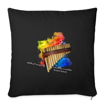 pan flute - Sofa pillowcase 17,3'' x 17,3'' (45 x 45 cm) - black - Front
