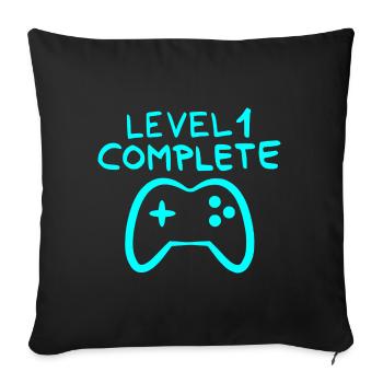 Level 1 complete 1 Geburtstag Spielkonsole - Sofakissenbezug 45 x 45 cm - Schwarz - Vorne