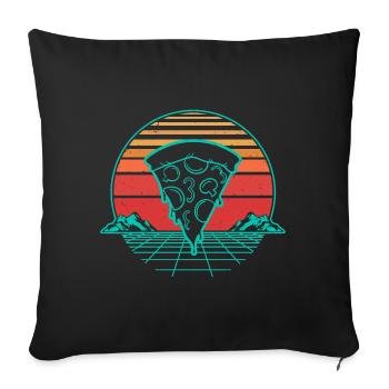 Pizza Pizzeria Rétro Vintage Retro wave - Housse de coussin décorative 45 x 45 cm - noir - Devant