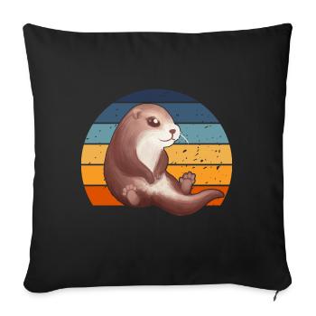 Sweet Retro Otter - Sofa pillowcase 17,3'' x 17,3'' (45 x 45 cm) - black - Front