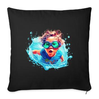Boy in water - Sofa pillowcase 17,3'' x 17,3'' (45 x 45 cm) - black - Front