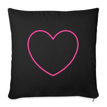 Cœur Rose, St. Valentin cadeau - Housse de coussin décorative 45 x 45 cm - noir - Devant