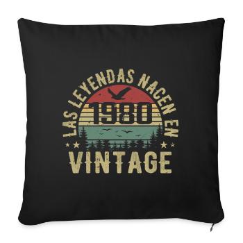 Les légendes sont nées 1980 Cadeau d’anniversaire 1980 - Housse de coussin décorative 45 x 45 cm - noir - Devant
