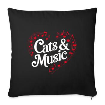 Katzen und Musik Musiknoten und Notenlinien - Sofakissenbezug 45 x 45 cm - Schwarz - Vorne