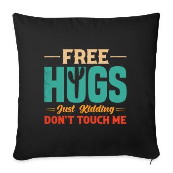 No Free Hugs funny ironic sayings cactus - Sofa pillowcase 17,3'' x 17,3'' (45 x 45 cm) - black - Front