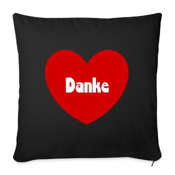 Danke Herz rot weiß - Sofakissenbezug 45 x 45 cm - Schwarz - Vorne