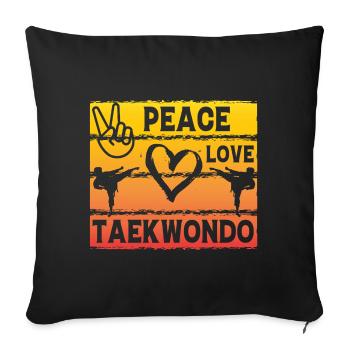 Paix Amour Taekwondo - Housse de coussin décorative 45 x 45 cm - noir - Devant
