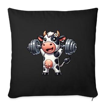Cow Dumbbell Cartoon Workout Fitness Exhaustion - Sofa pillowcase 17,3'' x 17,3'' (45 x 45 cm) - black - Front