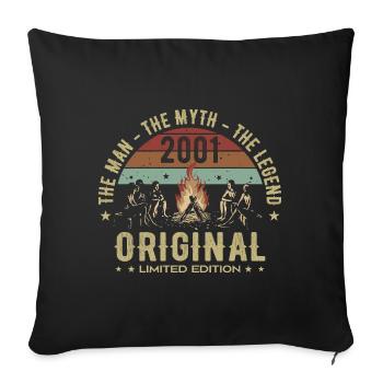 Legendary since 2001 | Men's 24th Anniversary - Sofa pillowcase 17,3'' x 17,3'' (45 x 45 cm) - black - Front