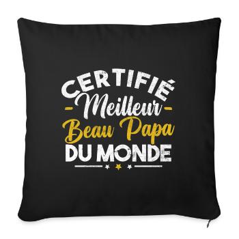 Certifié meilleur beau papa du monde - Housse de coussin décorative 45 x 45 cm - noir - Devant