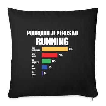 Maillot Running Perdant Humour Joueur De Run - Housse de coussin décorative 45 x 45 cm - noir - Devant