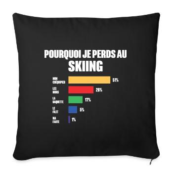 Skiing Loser Humor Skiing Player Jersey - Sofa pillowcase 17,3'' x 17,3'' (45 x 45 cm) - black - Front