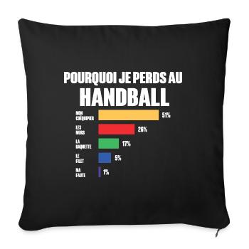 Maillot De Handball Humour Joueur De Handball - Housse de coussin décorative 45 x 45 cm - noir - Devant