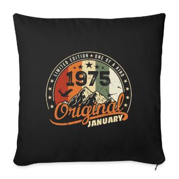 Original Né en Janvier Anniversaire | Janvier 1975 - Housse de coussin décorative 45 x 45 cm - noir - Devant