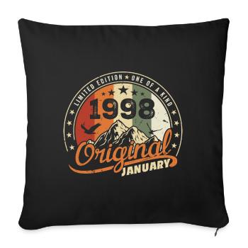 Original Né en Janvier Anniversaire | Janvier 1998 - Housse de coussin décorative 45 x 45 cm - noir - Devant