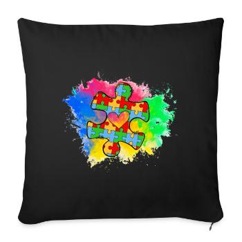 Autism Puzzle - Sofa pillowcase 17,3'' x 17,3'' (45 x 45 cm) - black - Front