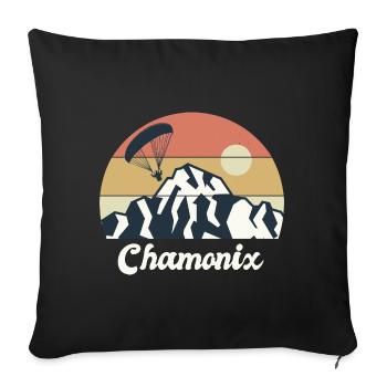 Gleitschirmfliegen Chamonix Mont Blanc - Sofakissenbezug 45 x 45 cm - Schwarz - Vorne