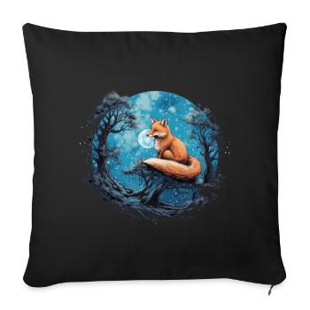 Fox Forest Moon Fable Mythical Fairy Tale - Sofa pillowcase 17,3'' x 17,3'' (45 x 45 cm) - black - Front