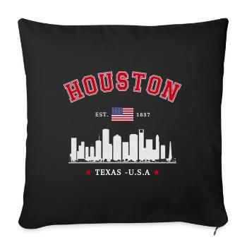 Houston Texas Est 1837 - Sofa pillowcase 17,3'' x 17,3'' (45 x 45 cm) - black - Front