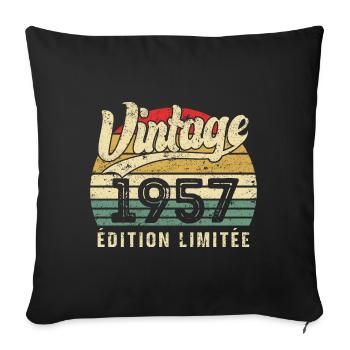 Cadeau D’anniversaire Vintage 1957 Édition Limitée - Housse de coussin décorative 45 x 45 cm - noir - Devant